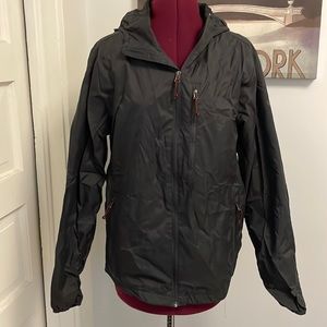 Black zip lightweight hooded wind breaker sz s